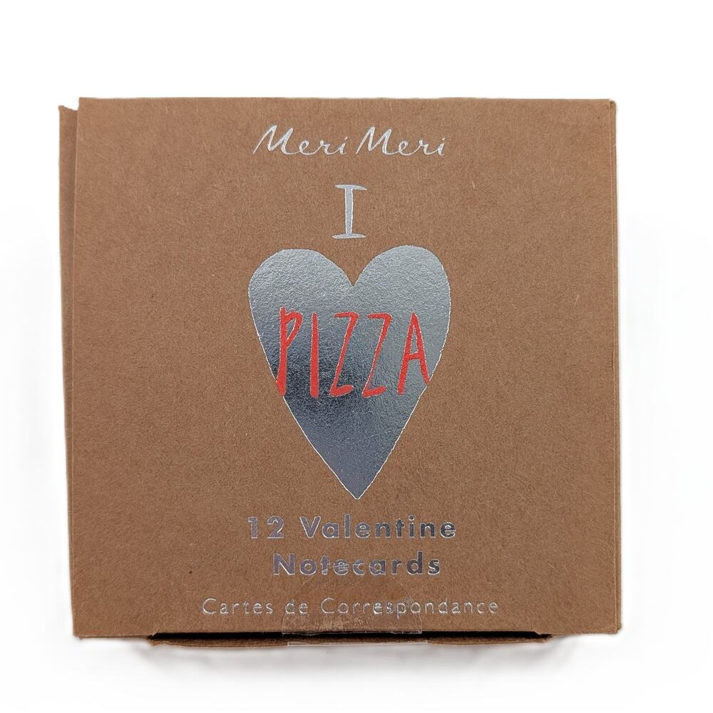 Meri Meri I love Pizza Valentine Notecards Set of 12 Cards - Picture 6 of 7